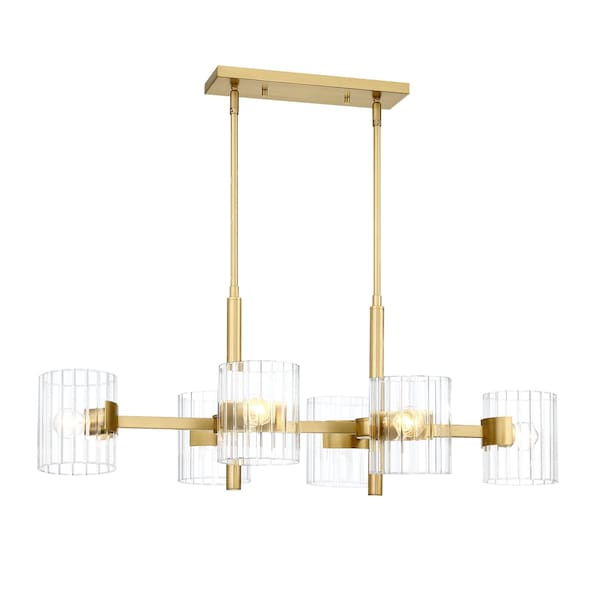 Designers Fountain Aries 60 Watt 6 Light Brushed Gold Pendant with Clear Ribbed Glass Shade D284C-IS-BG - main